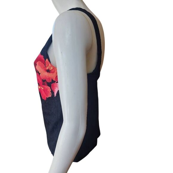 NWT Jantzen Black, Red, & Orange Floral Tankini Top (12) - Picture 3 of 5